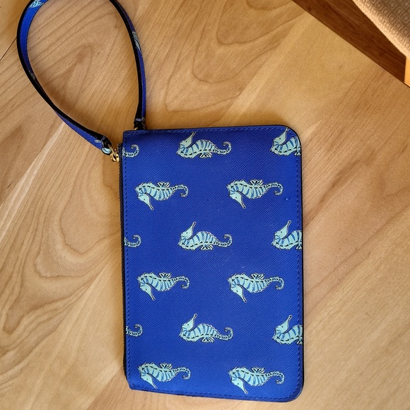 Kate Spade Blue Wristlet with Seahorse Pattern - Picture 2 of 3